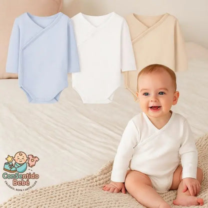 Pack de 3 Bodys Cruzados en 100% Algodón Pima